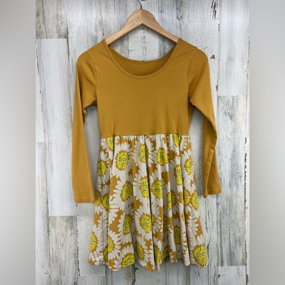 Tea Collection Mustard Yellow Flower Twirl Dress Girls 16 - Picture 3 of 5